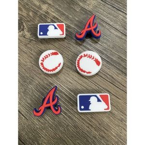Atlanta Braves Baseball Team Charm For Crocs Shoe Charms - 6 Pieces